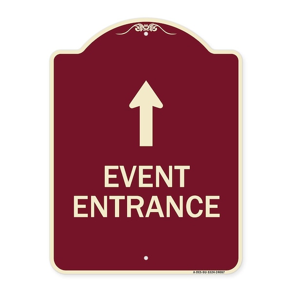 Event Entrance With Up Arrow Heavy-Gauge Aluminum Architectural Sign, 24" H, BU-1824-24087